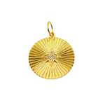 Load image into Gallery viewer, 14K Solid Gold with Diamonds Circle Shape Charm with Star in the Center. GDP131