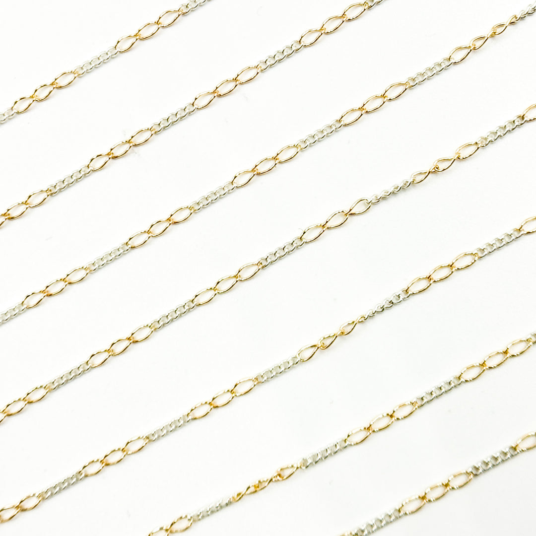 1653CTT.  Gold Filled and Sterling Silver Long and Short Link Chain