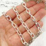 Load image into Gallery viewer, Sterling Silver Hollow Flat Paperclip Link Chain