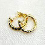 Load image into Gallery viewer, Gold Blue Sapphire Huggies