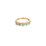 Load image into Gallery viewer, 14k Solid Gold Diamond and Turquoise Heart Ring.
