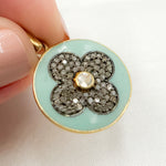 Load image into Gallery viewer, Shop Now Silver Round Flower Pendant with Gemstone