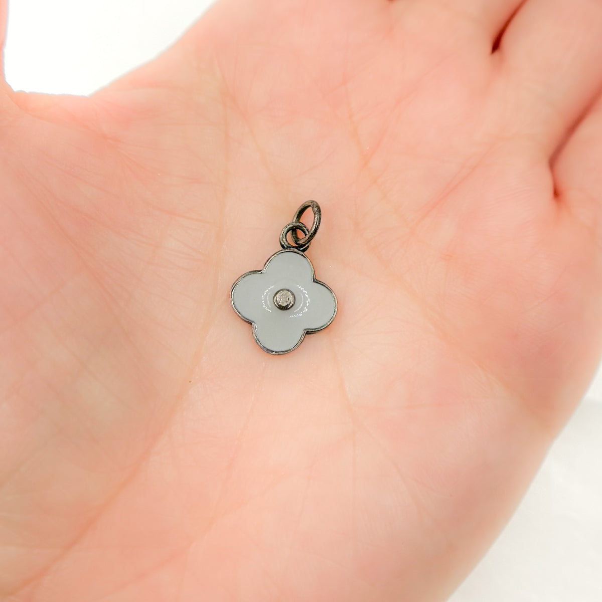 Silver Flower Enamel Charm