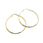 Load image into Gallery viewer, GER73. 14K Gold Diamond Cut Hollow Hoop Earrings
