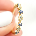 Load image into Gallery viewer, 14K Solid Gold Diamond & Blue Sapphire Ring.