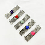 Load image into Gallery viewer, DC10. Silver Diamond and Gemstone Rectangle Connector