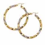 Load image into Gallery viewer, GER124. 14K Solid Gold Twisted Hollow Hoop with Engraved