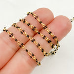 Load image into Gallery viewer, Gold Plated Enamel Sterling Silver Black Enamel Chains