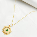Load image into Gallery viewer, 14K Solid Gold Emerald and Diamond Circle Charm. GDP657