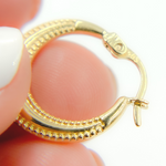 Load image into Gallery viewer, GER149. 14K Solid Gold Textured Hoop