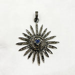 Load image into Gallery viewer, DP065. Diamond Sterling Silver Sun Pendant with Gemstone