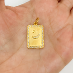 Load image into Gallery viewer, 14K Solid Gold Diamond Rectangle Moon and Star Charm. GDP116