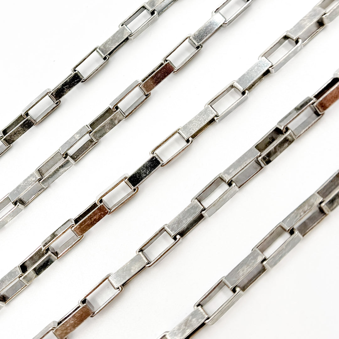 Oxidized Sterling Silver Box Link Chain