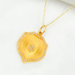 Load image into Gallery viewer, 14k Solid Gold Diamond Shield Charm. GDP83A