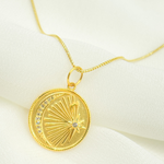 Load image into Gallery viewer, 14K Solid Gold with Diamonds Circle Shape Charm with Moon and Star in the Center. GDP241