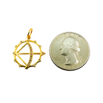 Load image into Gallery viewer, GDP90. 14K Solid Gold with Diamonds Circle Arrow and Bow Shape Charm