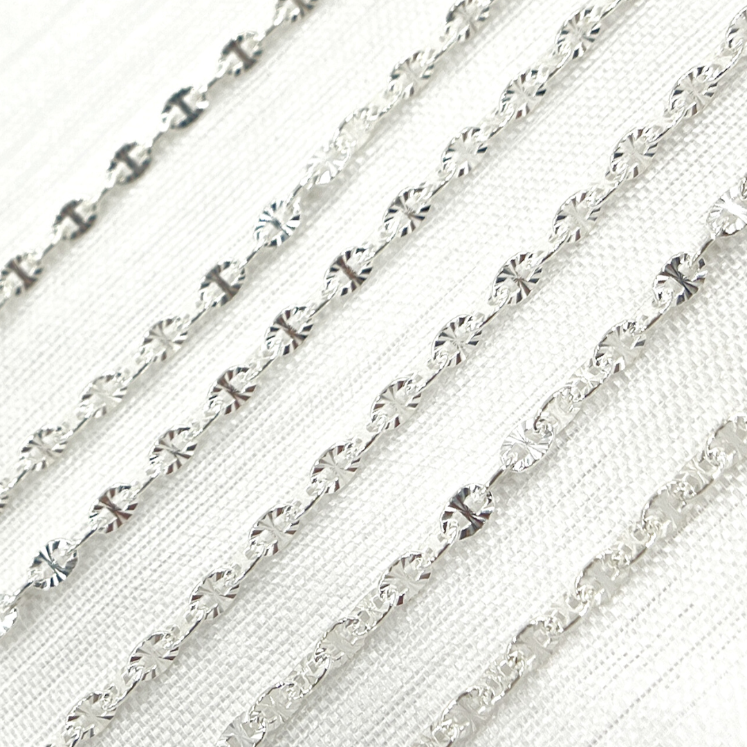 V91SS. Sterling Silver Diamond Cut Marina Chain