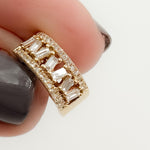 Load image into Gallery viewer, 14K Solid Yellow Gold Diamond Baguette Huggie