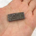 Load image into Gallery viewer, Pave Diamond &amp; 925 Sterling Silver Black Rhodium Curved Long Rectangle Bead. DC953
