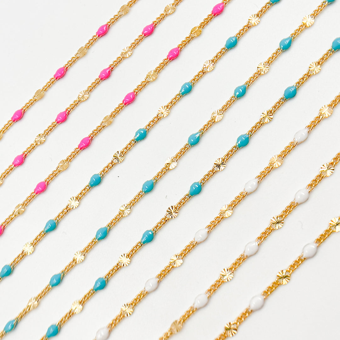 V269ENGF. 14K Gold Filled Enamel Marina Link Chains