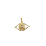 Load image into Gallery viewer, 14K Solid Gold Charm. Evil Eye Pendant with Diamonds. KG71