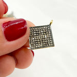 Load image into Gallery viewer, DC017. Diamond Sterling Silver Square Connector Charm