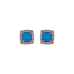Load image into Gallery viewer, EFF54382TQ. 14K Solid Gold Diamonds and Turquoise Fancy Studs