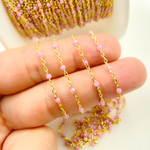 Load image into Gallery viewer, Gold Plated Sterling Silver Enamel Rose Color Cable Chain