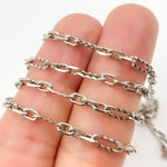 Load image into Gallery viewer, Buy Silver Hammered Long and Short Oval Link Chains