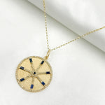 Load image into Gallery viewer, 14K Solid Gold Diamonds Circle Charm with Lines and Gemstones. GDP567