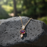 Load image into Gallery viewer, CP97495. 14K Solid Gold Diamond and Gemstone Geometric Pendant