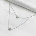 Load image into Gallery viewer, NFH71522. 14K Solid White Gold Diamond Star Necklace