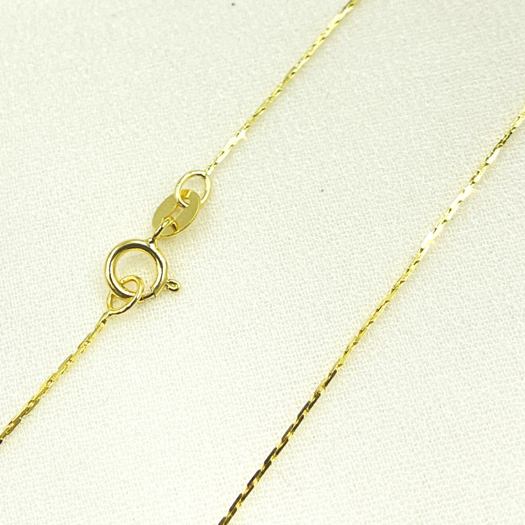 14k Solid Yellow Gold Solid Rectangular Box Chain