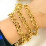 Load image into Gallery viewer, Y100GP. Gold Plated 925 Sterling Silver Smooth Oval Link Chain