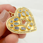 Load image into Gallery viewer, DP391. Diamond & Sterling Silver Heart Pendant with Gemstones and Star in the Center