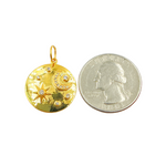 Load image into Gallery viewer, GDP279. 14K Solid Gold with Diamonds Circle Shape Charm with Moon and Star in the Center