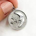 Load image into Gallery viewer, Sterling Silver Round Moon and Star Pendant