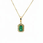 Load image into Gallery viewer, CMC00365EM6X4. 14K Solid Gold Rectangular-Shaped Emerald and Diamond Charm