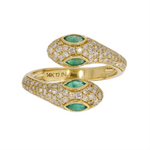 Load image into Gallery viewer, Buy Solid Yellow Gold Diamond and Emerald Snake Ring
