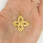 Load image into Gallery viewer, 14K Solid Gold Diamond Flower Shape Pendant. GDP101