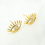 Load image into Gallery viewer, EFZ52004BS. 14K Solid Yellow Gold Diamond Eye Studs