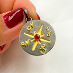 Load image into Gallery viewer, DSP078. Sterling Silver & Gemstone Compass Pendant