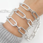 Load image into Gallery viewer, Silver Smooth Long & Short Links Chain