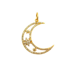 Load image into Gallery viewer, 14K Solid Gold with Diamonds Moon Shape Charm. GDP322