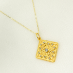 Load image into Gallery viewer, GDP281. 14K Solid Gold Square Pendant with Diamonds