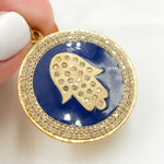 Load image into Gallery viewer, Silver Round Hamsa Enamel Pendant