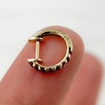 Load image into Gallery viewer, Shop Now Gold Blue Sapphire Huggies