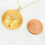 Load image into Gallery viewer, GDP283. 14K Solid Gold with Diamonds Circle Shape Charm with Buddha in the Center