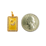 Load image into Gallery viewer, 14K Solid Gold Diamond Rectangle Moon and Star Charm. GDP116