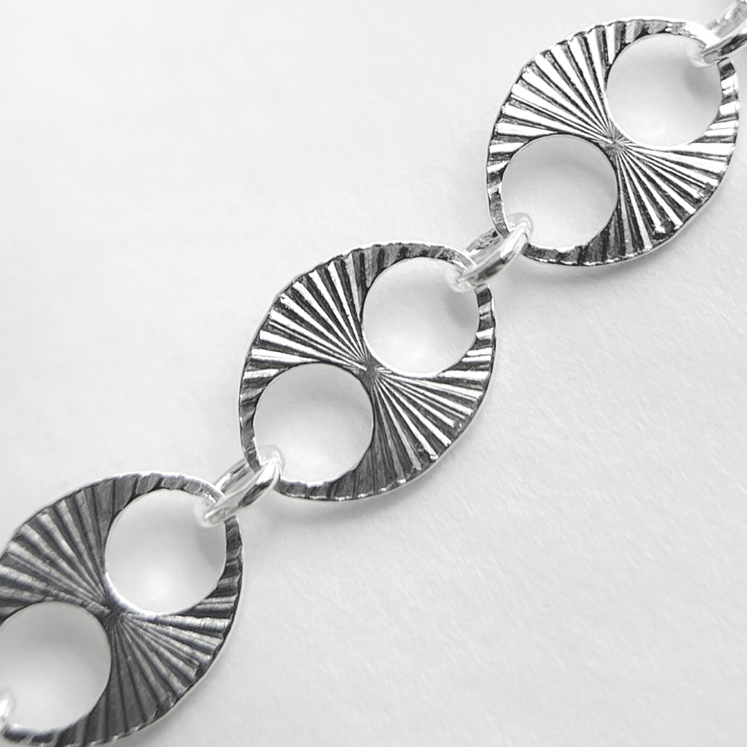 V163SS. 925 Sterling Silver Flat Textured Marina Chain